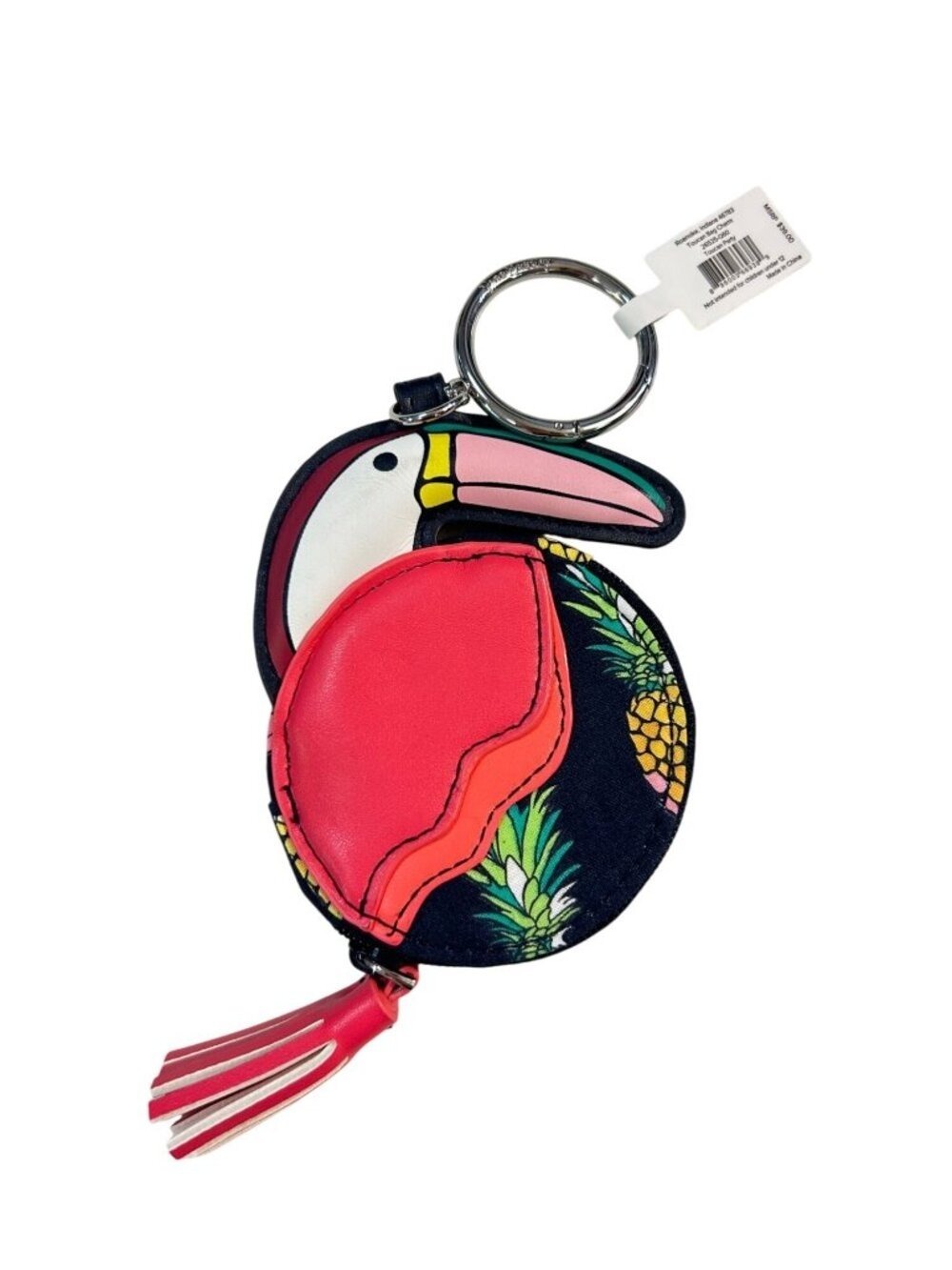 Vera Bradley Toucan Party Coin Pouch Bag Charm Keyring Keychain Pineapple New